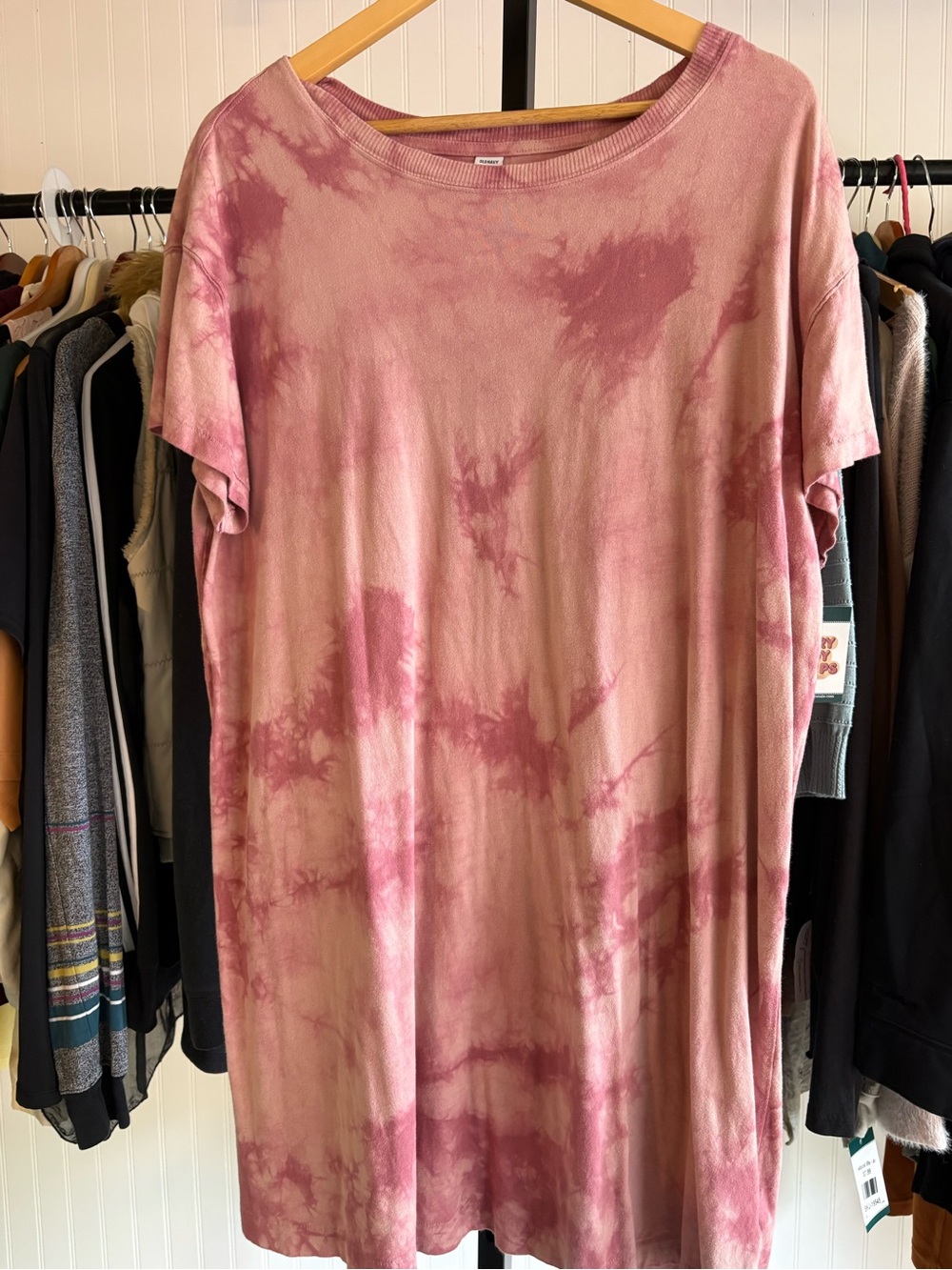 OLD NAVY 1X ✨ 100% cotton tie dye plus size tunic dress pink GUC